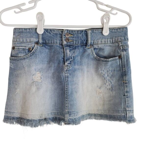 Vintage Havana Distressed Frayed Hem Denim‎ Mini Skirt Blue Medium - Picture 12 of 12